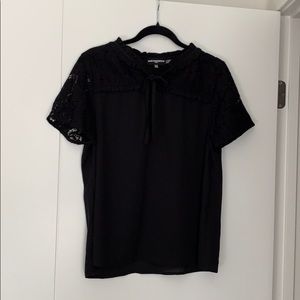 Blouse w lace upper area , string tie at chest